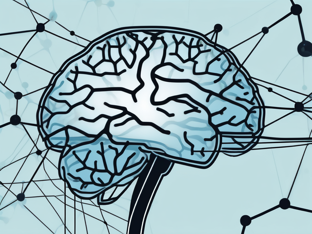 A human brain connected to a network of neurons