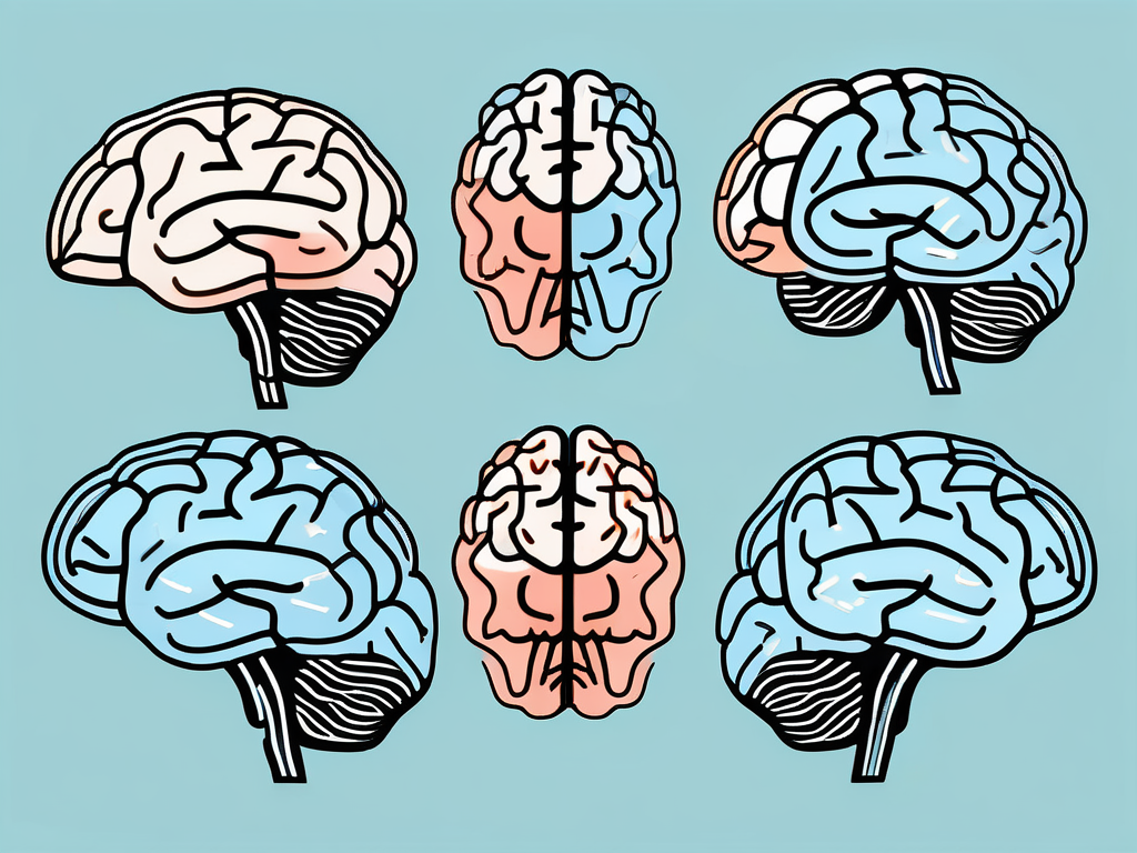 A brain with different areas highlighted and electrical impulses indicating deep brain stimulation therapy