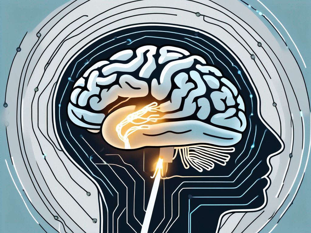 A human brain with small electrical sparks emerging from it