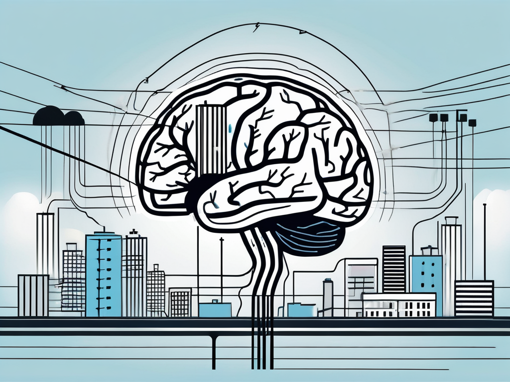 A brain with electrical currents flowing through it