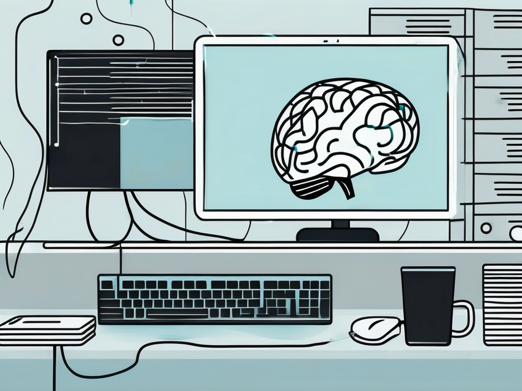 A brain connected to a computer through a wireless signal