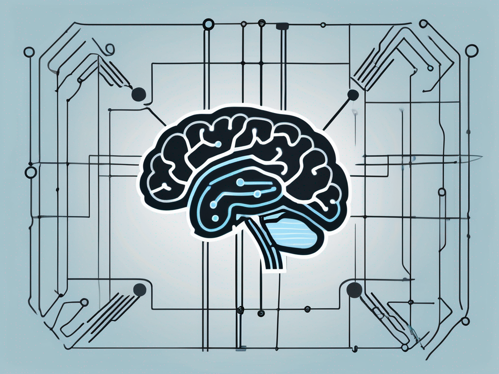 A stylized human brain with highlighted areas