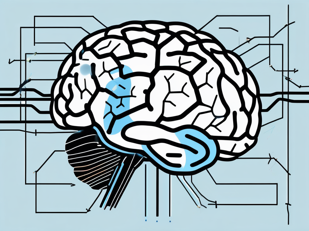 A human brain with different areas highlighted and electrical pulses targeting the optimal area