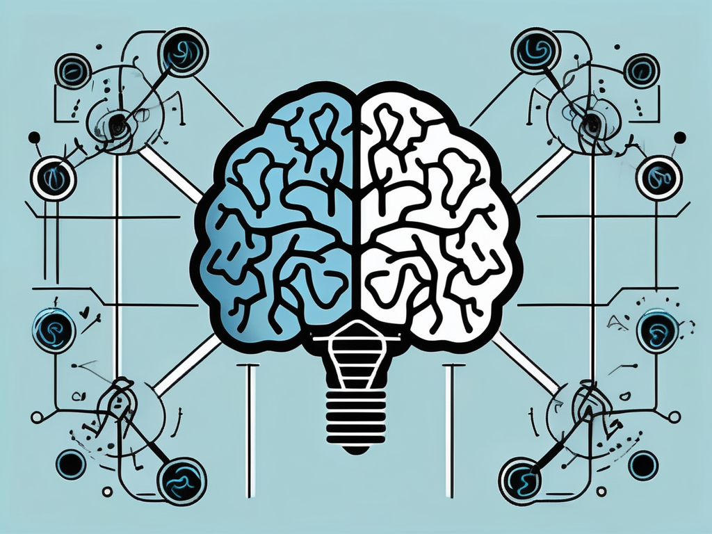 A stylized brain with symbolic representations of learning and sexual stimulation