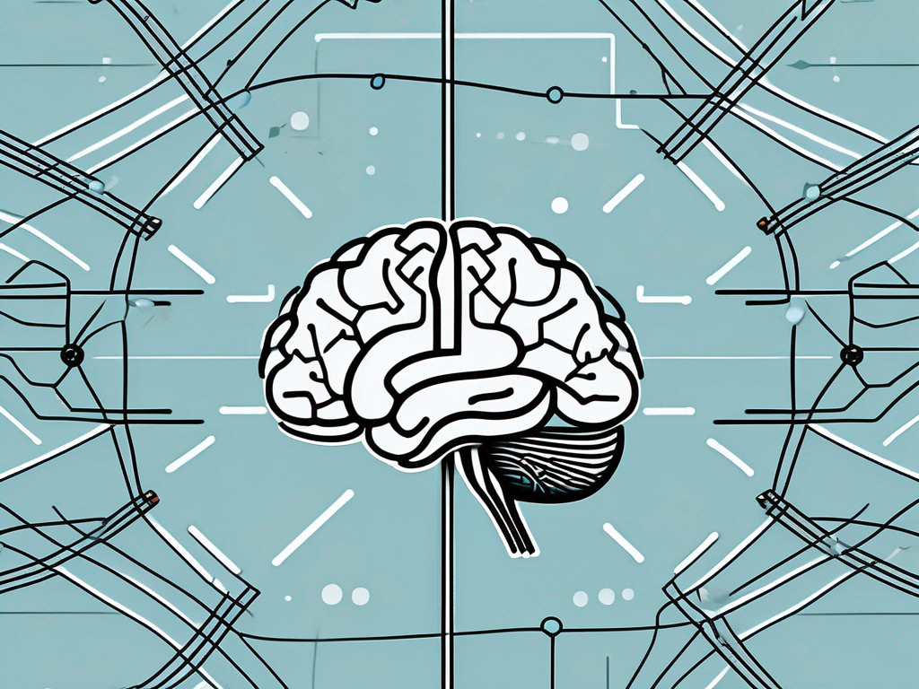 A stylized human brain with various areas lit up