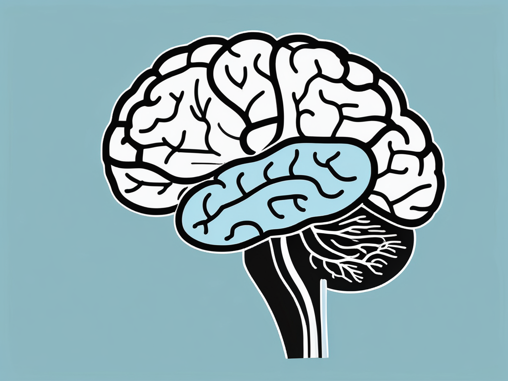 A brain with highlighted areas signifying deep brain stimulation