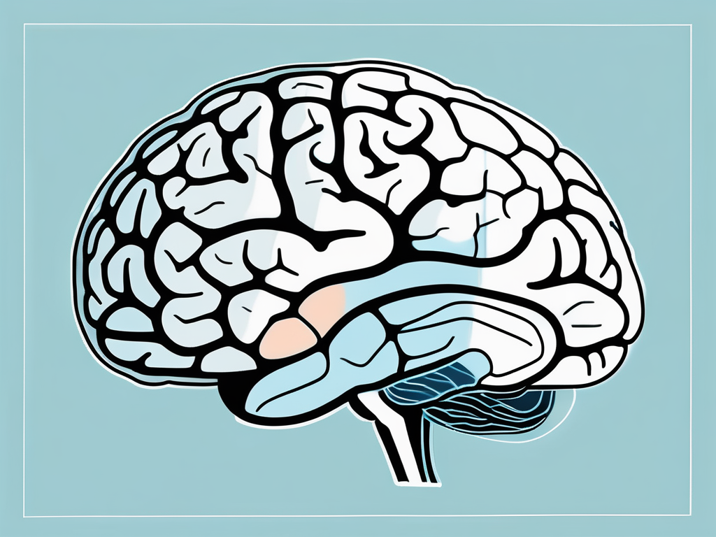 A human brain with different sections highlighted and color-coded