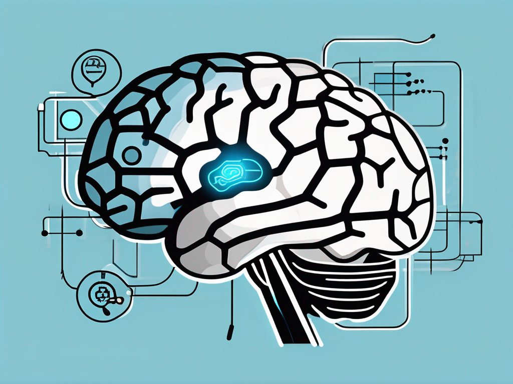 A stylized human brain with various sections lit up