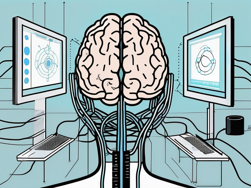 A brain connected to a non-invasive brain stimulation device