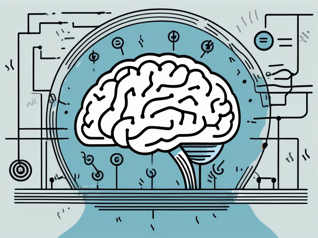 A brain with small electrical pulses or waves surrounding it