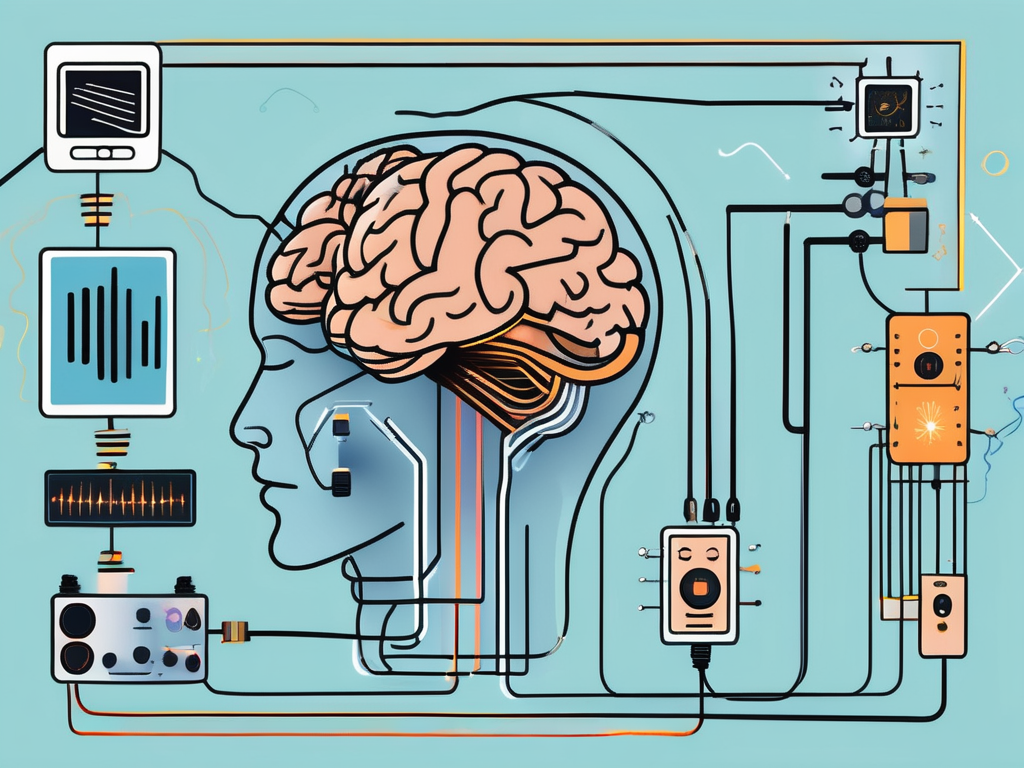 A brain with various colorful signals and waves emanating from it