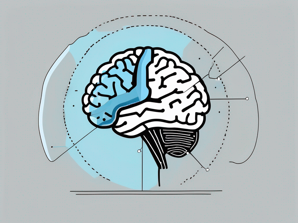 A brain with highlighted areas indicating deep brain stimulation and a barrier or shield symbolizing resistance or non-responsiveness to the treatment