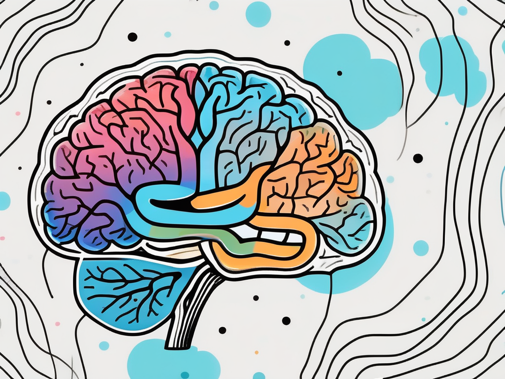 A brain with highlighted areas representing the pleasure centers