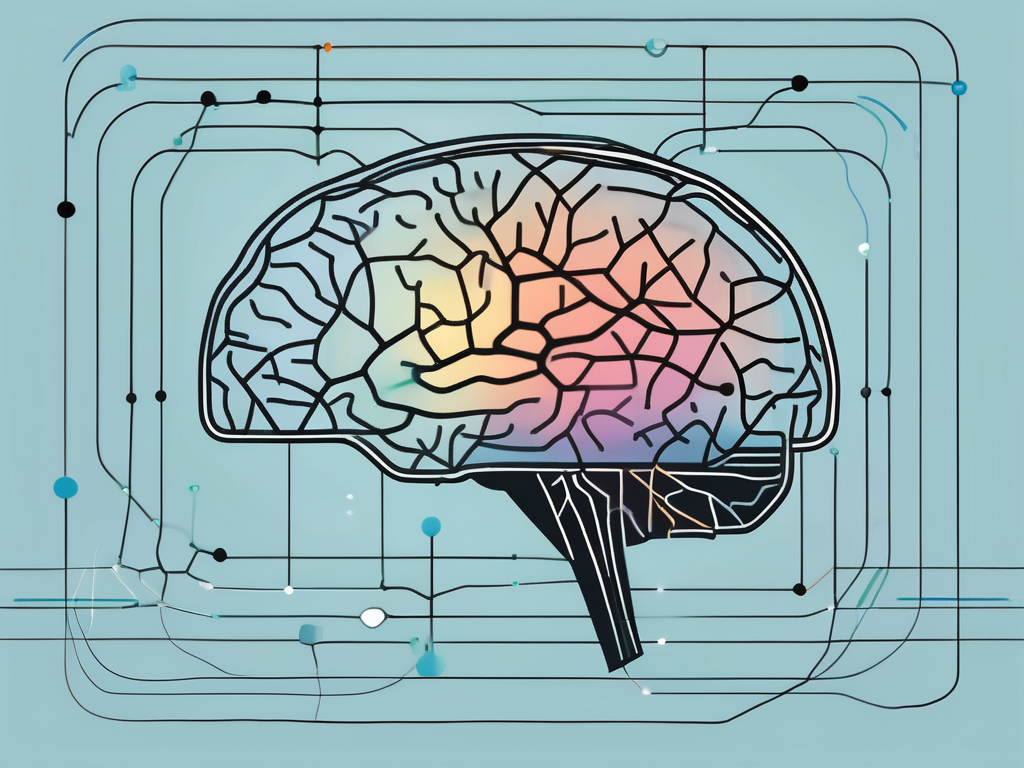 A brain with various colored nodes to represent different areas