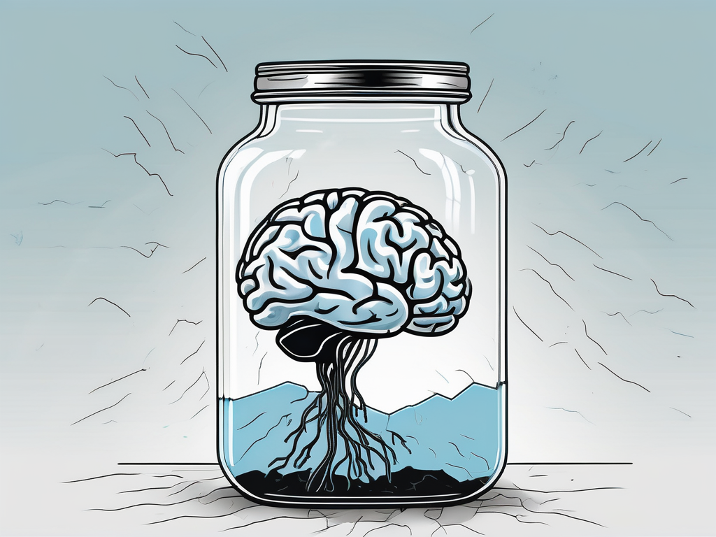 A brain inside a glass jar