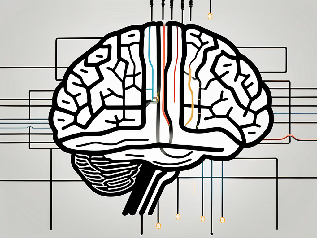 A brain with highlighted areas to signify deep brain stimulation