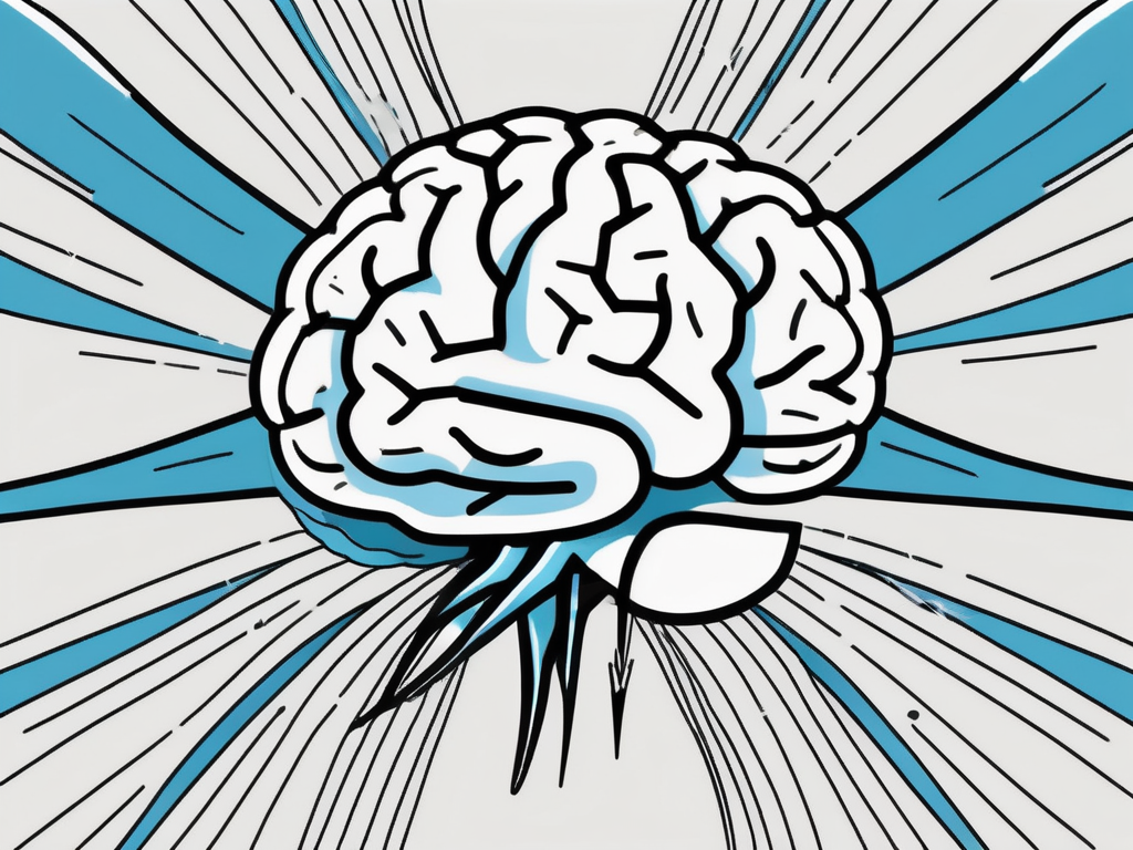 A brain with highlighted cortex area and a stylized ulnar nerve