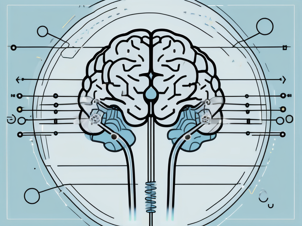 A brain with highlighted areas where deep brain stimulation is applied