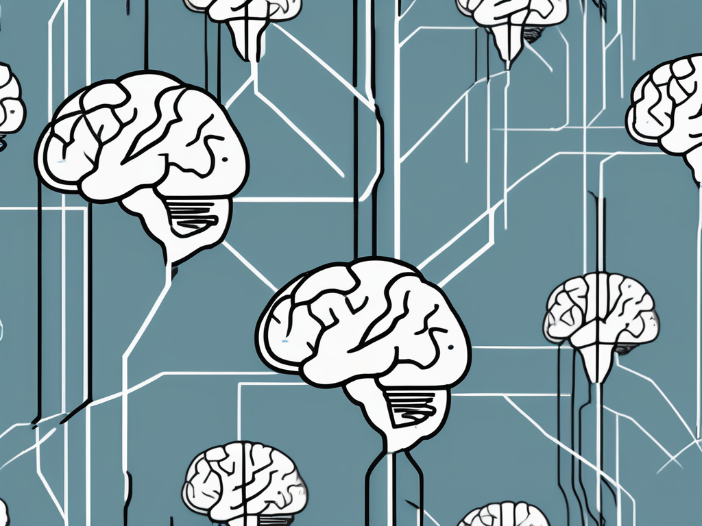 A brain with small electrical pulses or waves emanating from a specific point