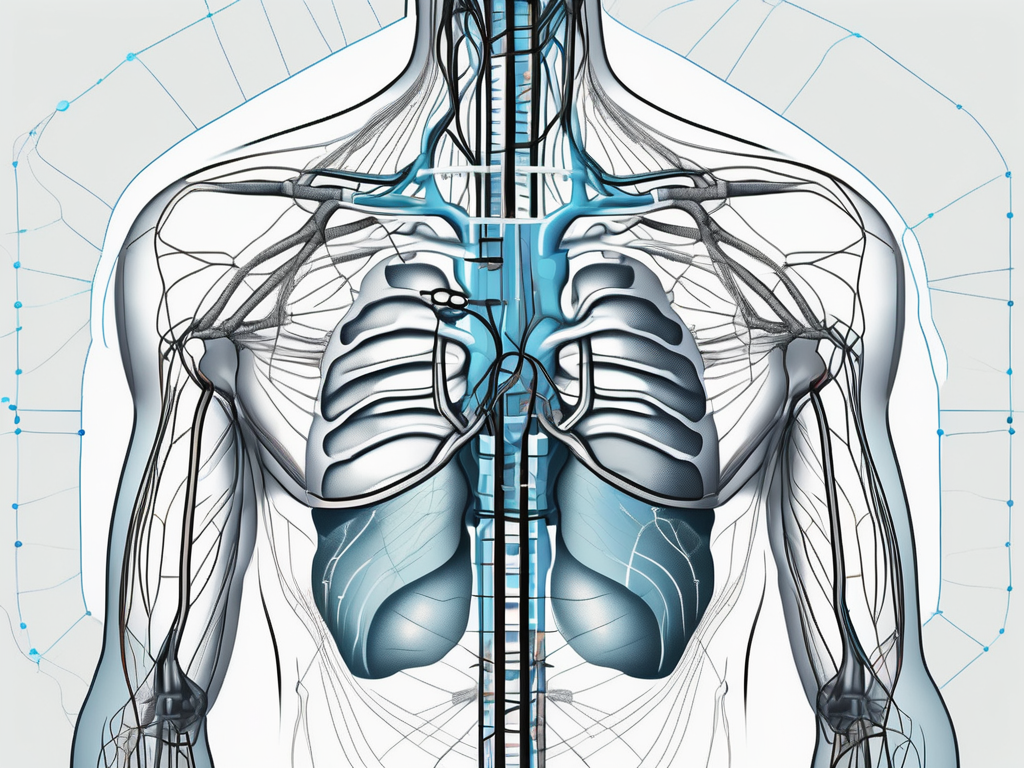 A cross-sectional view of a human body from the neck to the chest