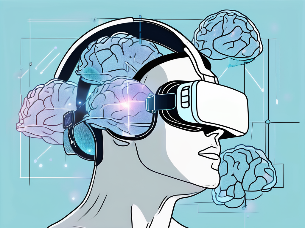 A vr headset connected to a brain