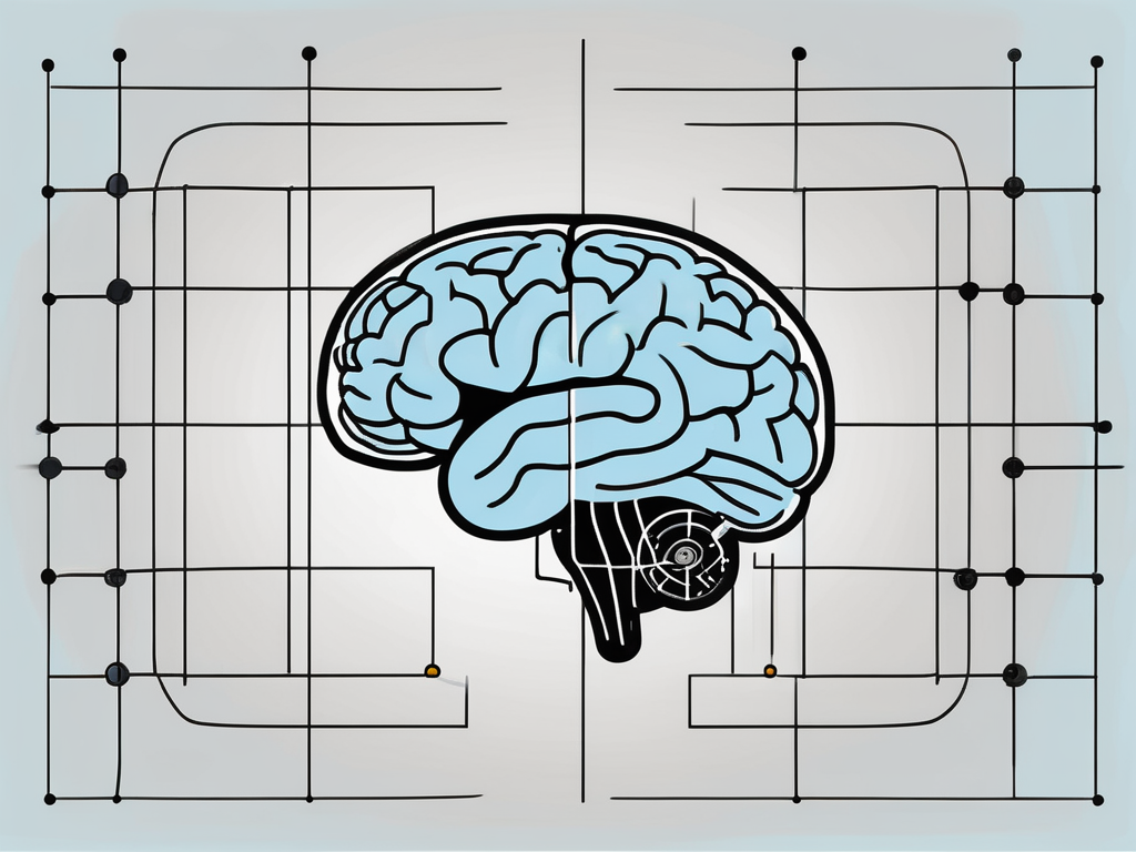 A brain with highlighted areas indicating deep brain stimulation