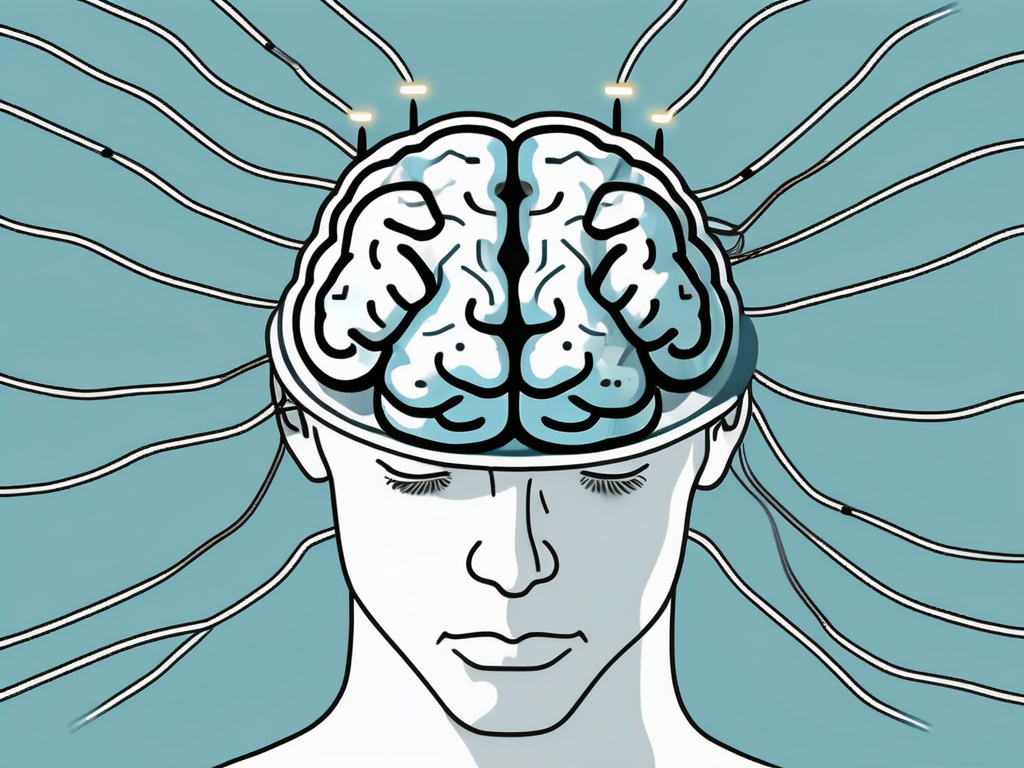 A brain with small electric signals or pulses being emitted from a device