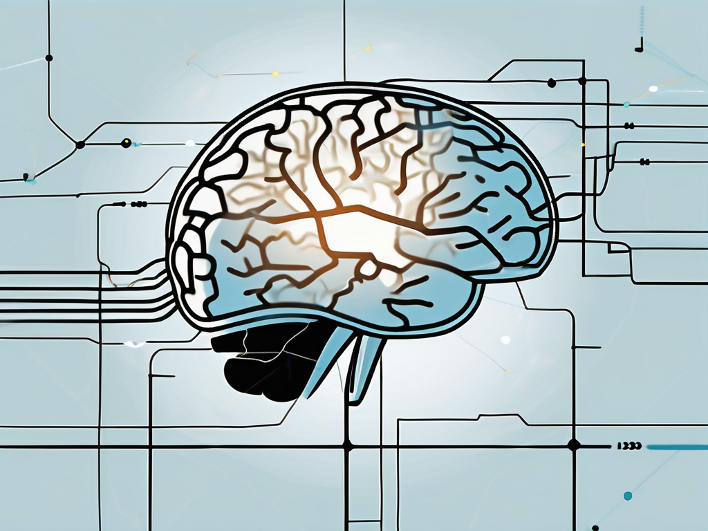 A brain with electrode wires leading to a small