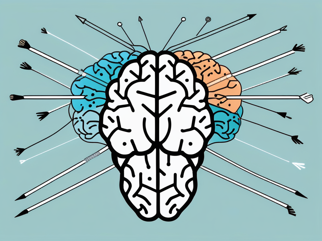 A brain with various sections highlighted in different colors