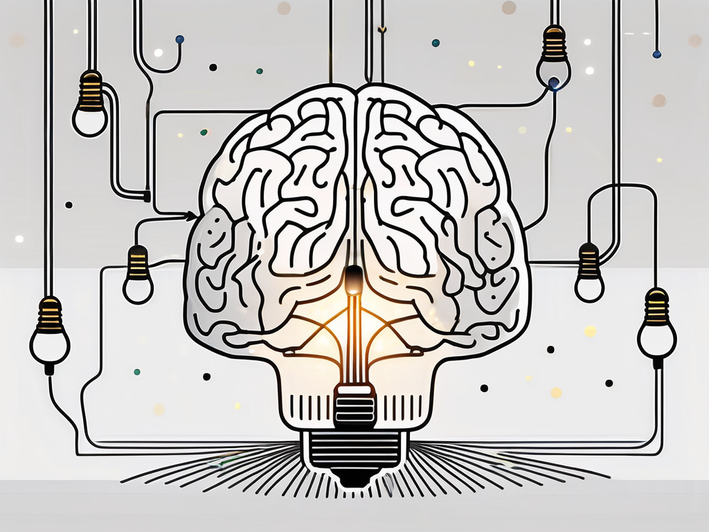 A baby's brain illuminated and connected by glowing dots and lines