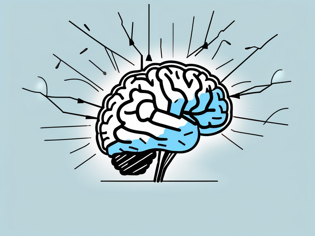 A brain with various areas highlighted and lightning bolts indicating electrical stimulation