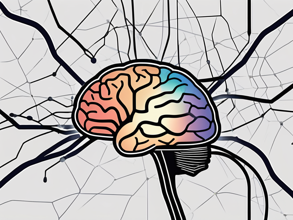 A brain with highlighted areas to depict deep brain stimulation