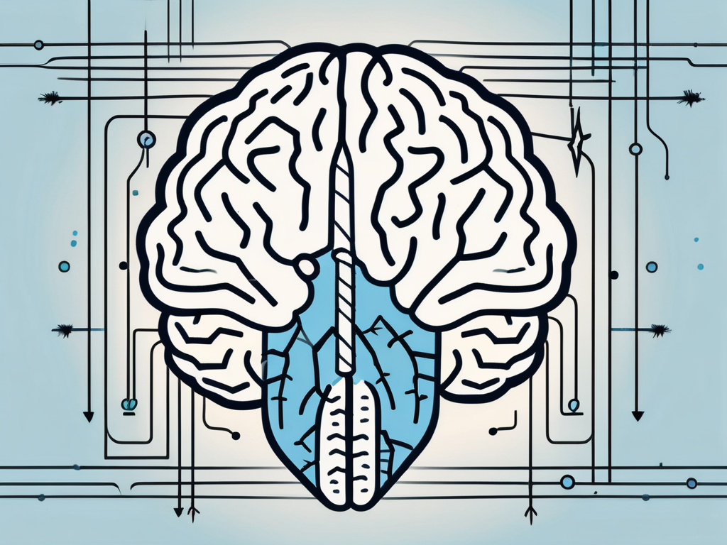 A brain with highlighted areas being targeted by a series of small