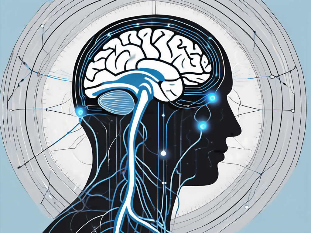 A stylized human brain with intricate electrical impulses and signals