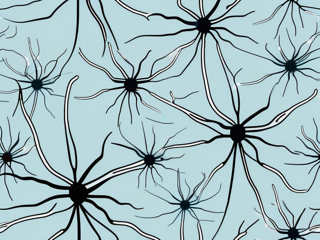 A neuron with highlighted dendrites receiving electrical impulses