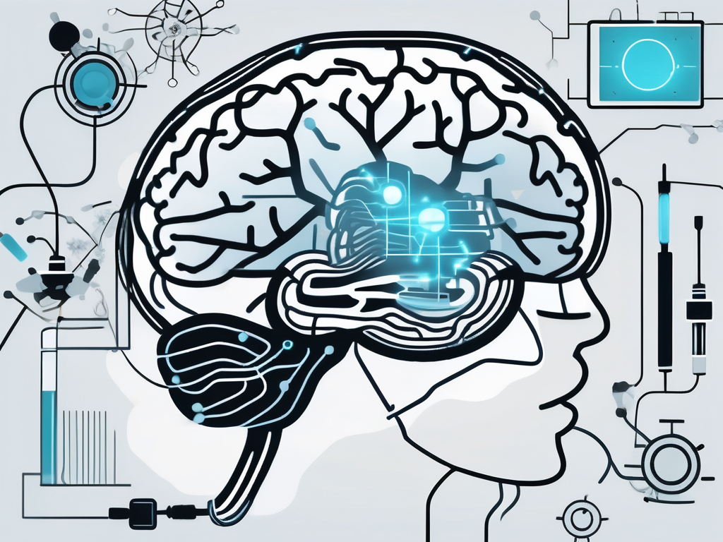 A brain with various parts lit up