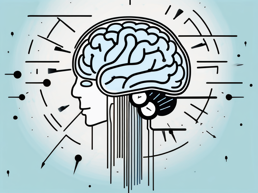 A brain with highlighted areas and small lightning bolts to symbolize stimulation