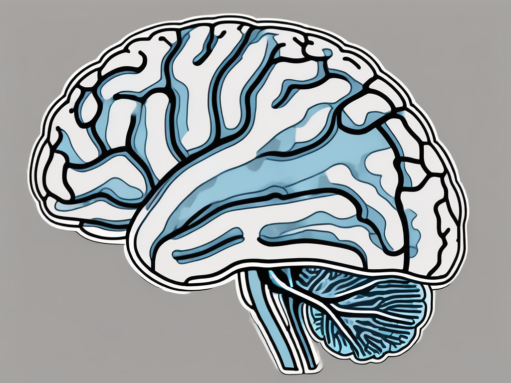 A brain with highlighted areas indicating deep brain stimulation