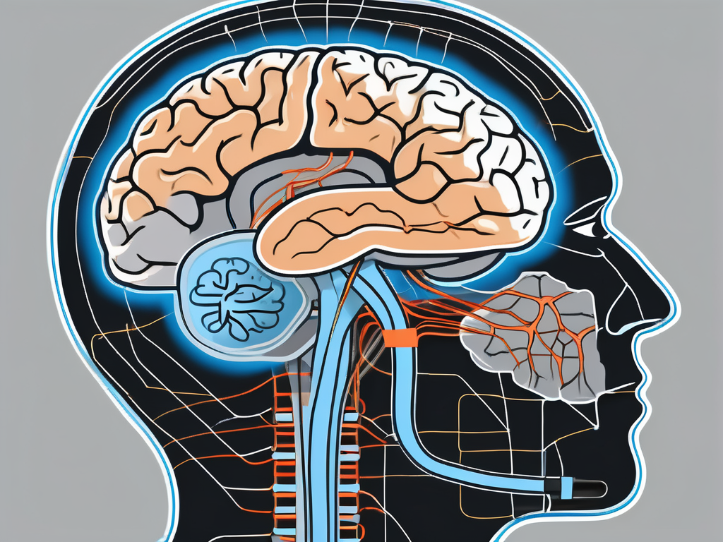 The human brain highlighting the specific areas typically targeted by deep brain stimulation