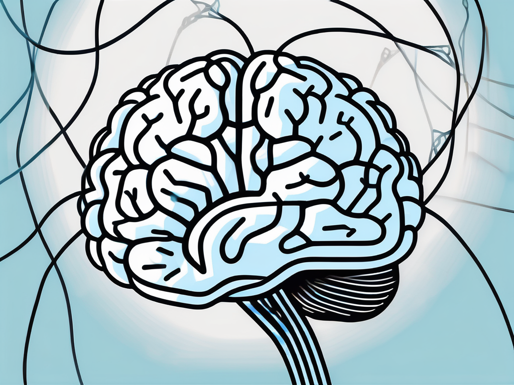 A brain with various nodes connected by electrical impulses