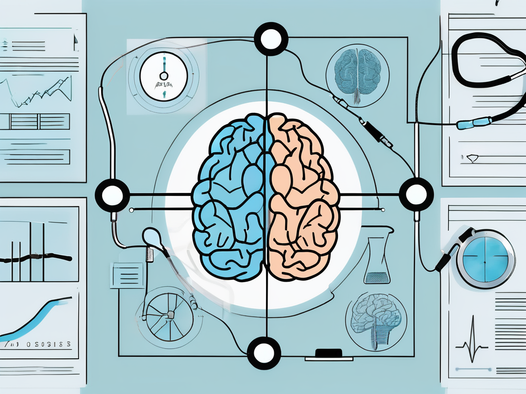 A brain with highlighted areas indicating deep brain stimulation