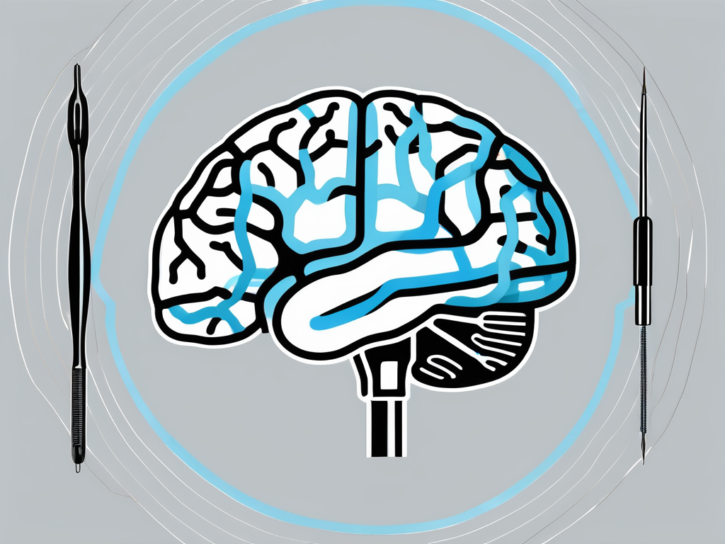 A brain with highlighted areas indicating the regions typically targeted in deep brain stimulation surgery