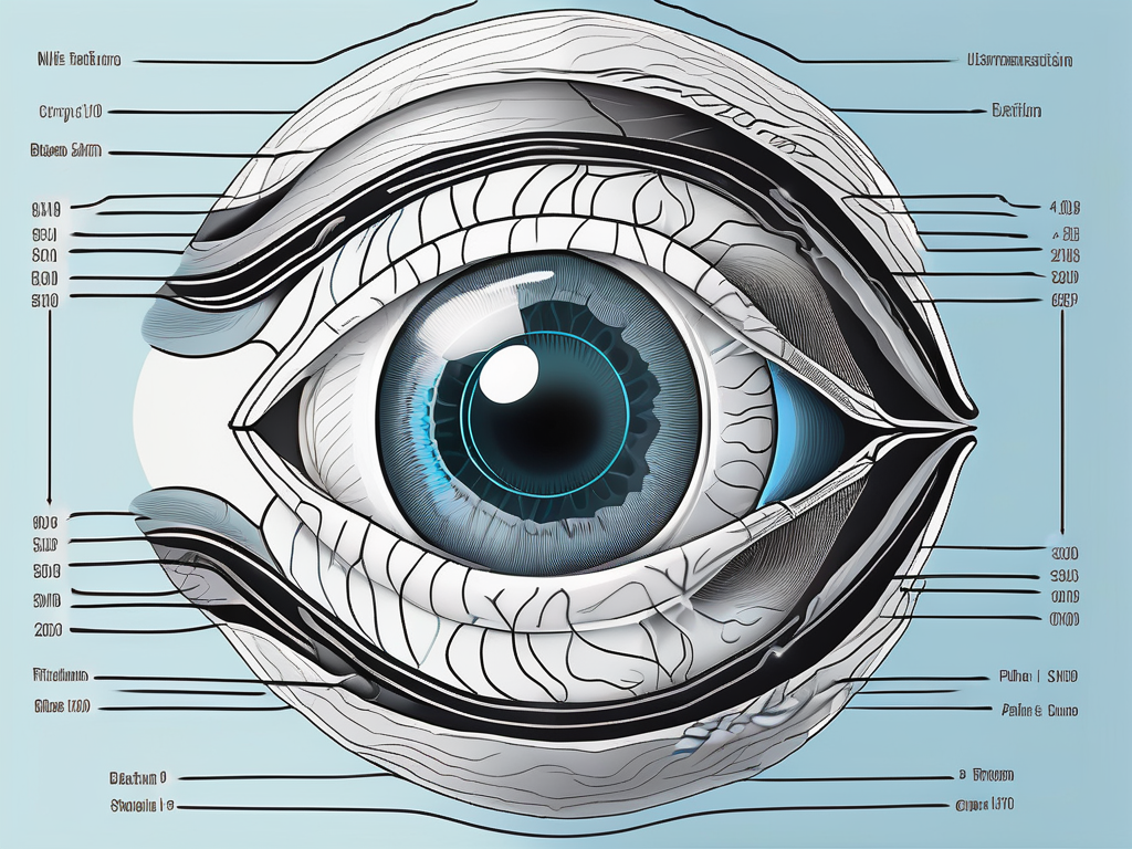 The human eye with a detailed cutaway view of the retina