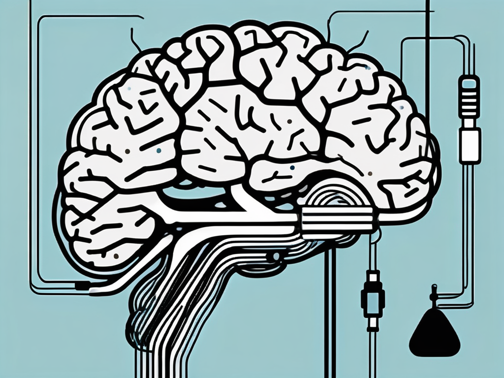 A brain with various wires connected to it