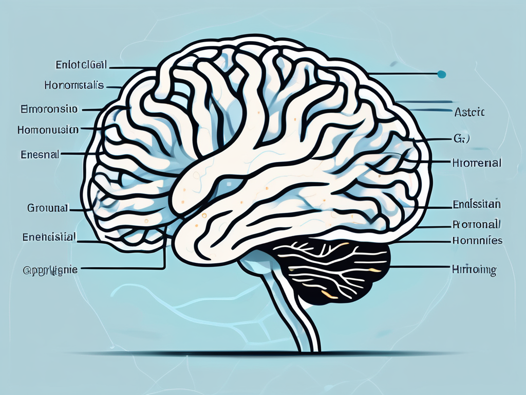 A brain with neural pathways leading to different endocrine glands