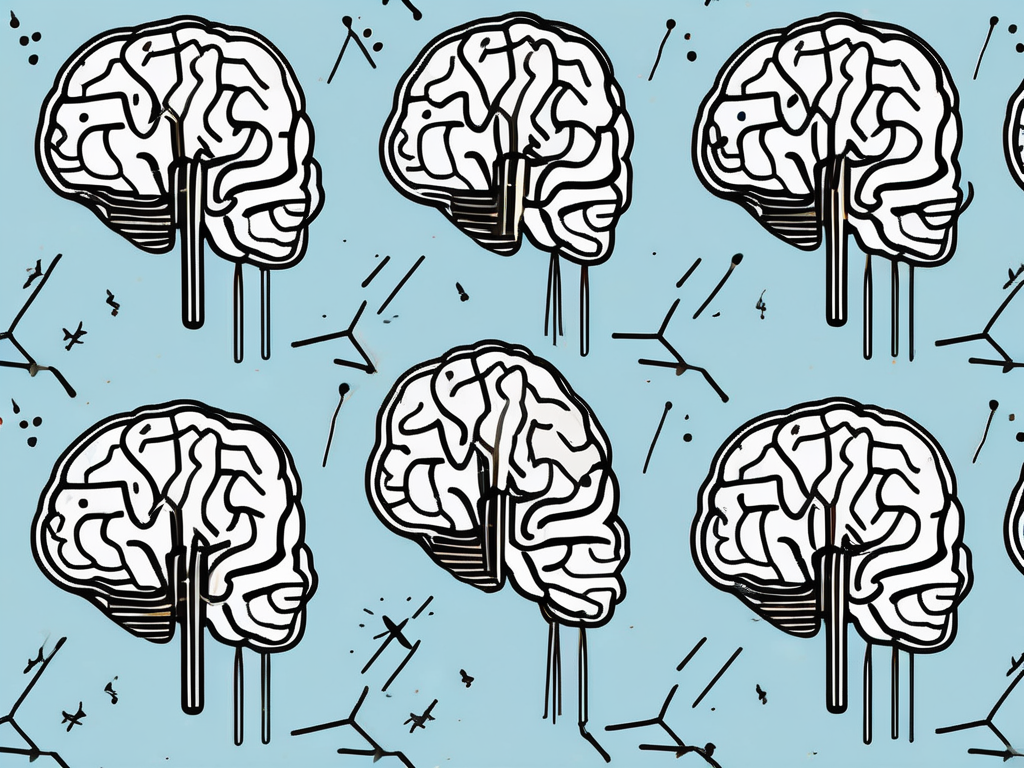 A human brain with various points highlighted and lightning bolts or light beams indicating stimulation