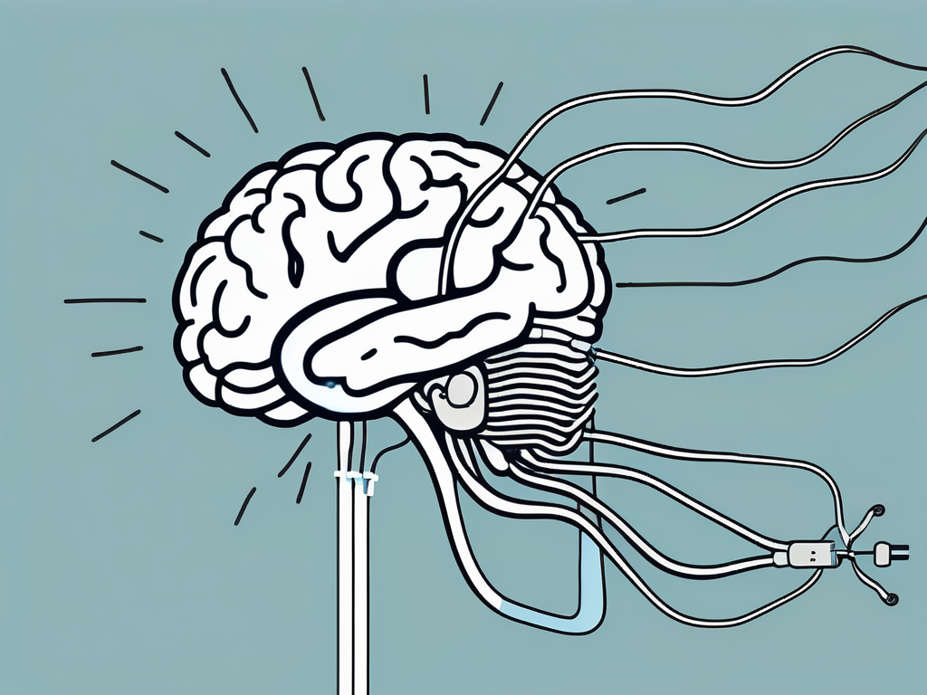 The human brain with a highlighted vagus nerve