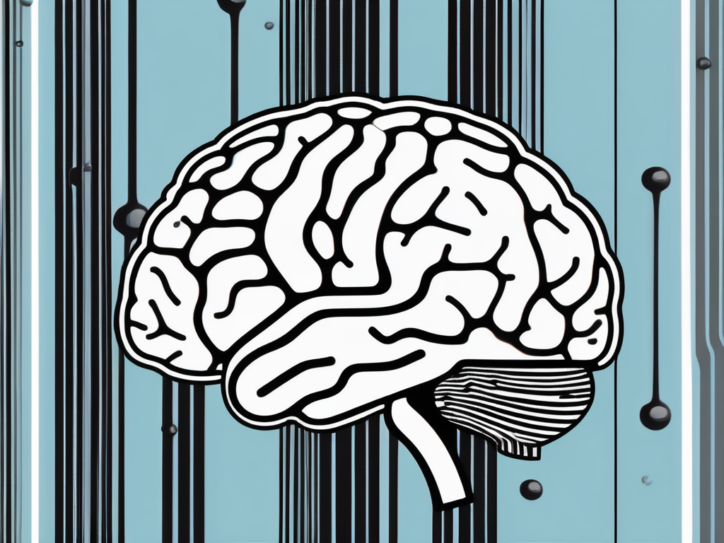 A brain with highlighted areas indicating deep stimulation