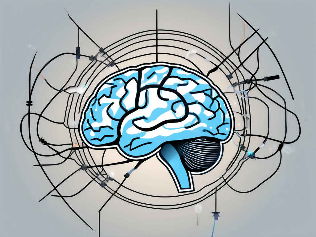 A brain connected to electrical wires