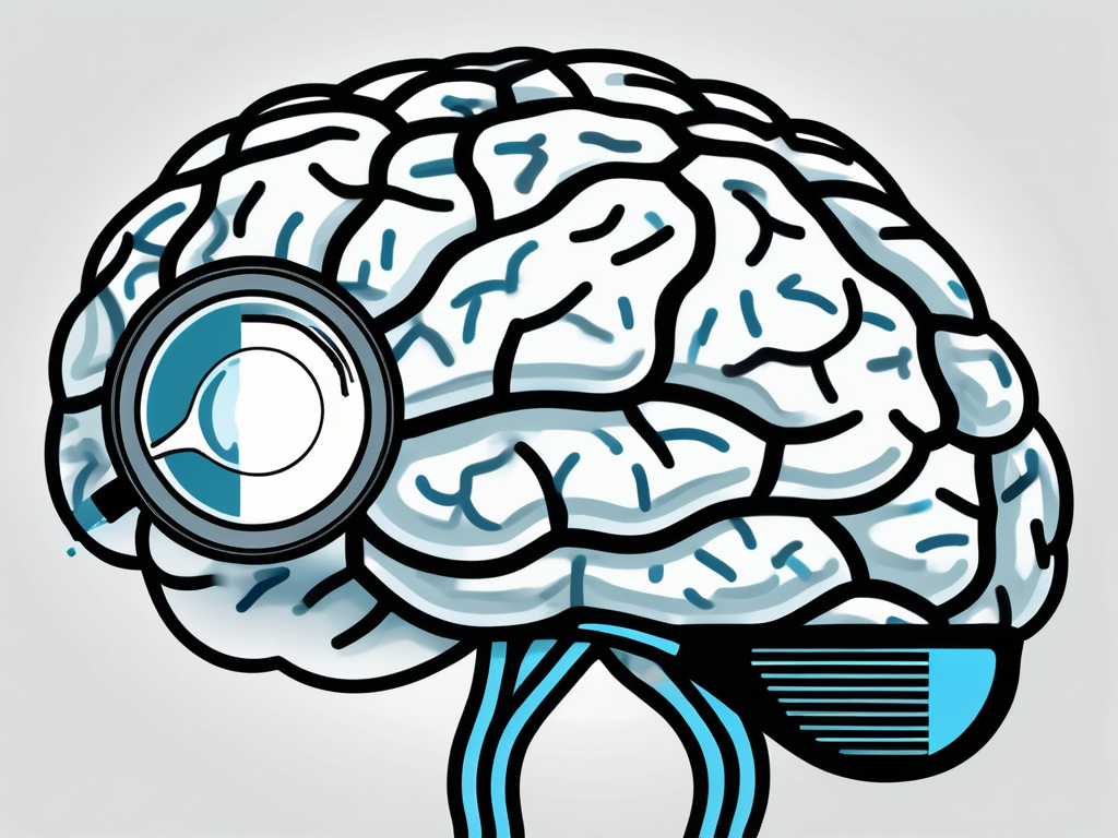 A brain with highlighted areas to represent deep brain stimulation